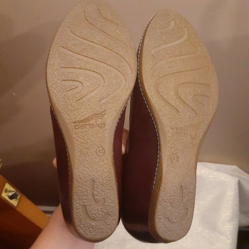 Dansko Brown Leather Mary Jane Wedge Shoes - Picture 5 of 7